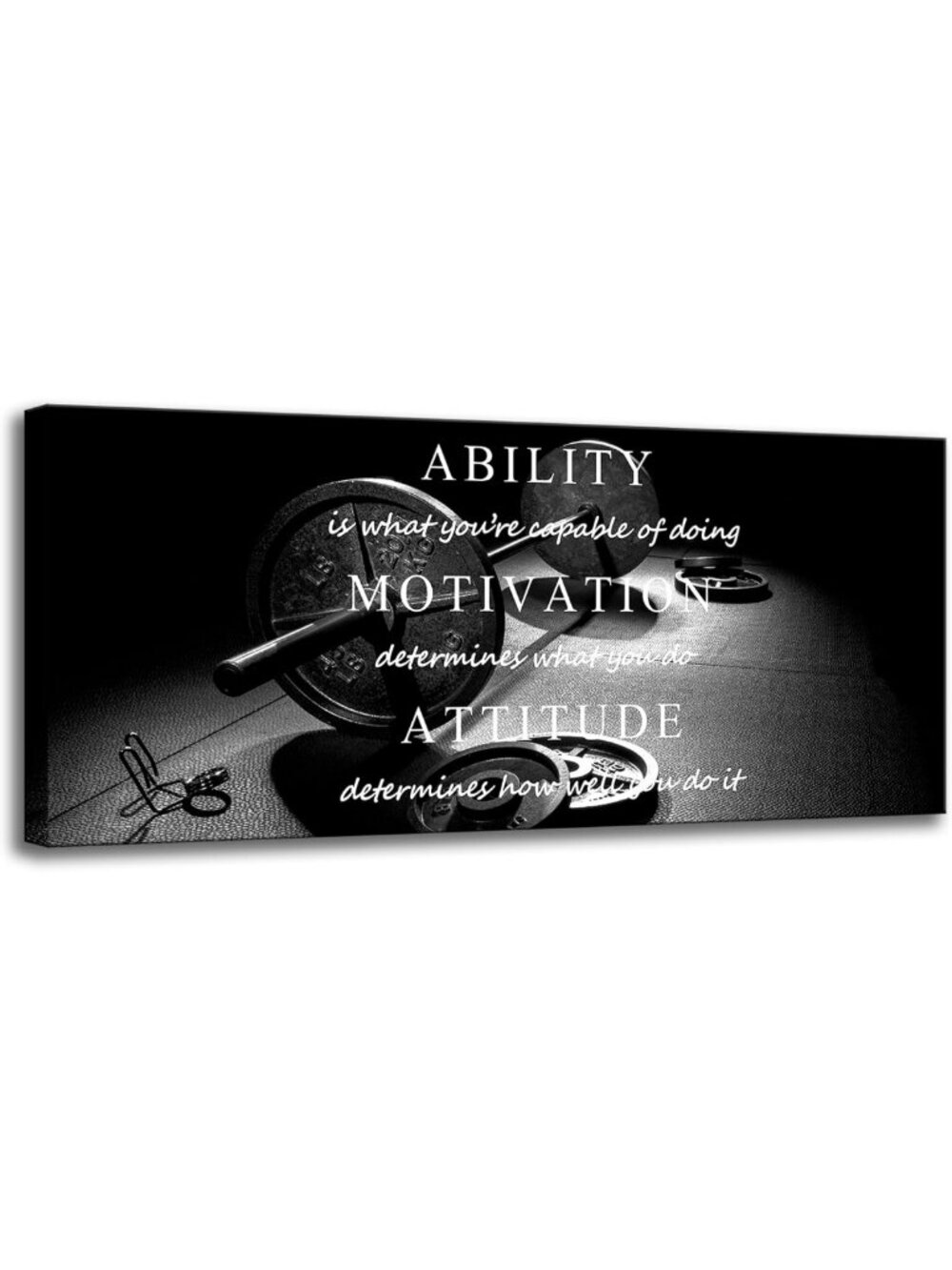 Motivational Weightlifting Wall Art - Black & White Canvas Print for Gym Decor